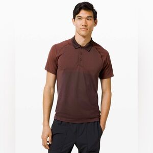 LULULEMON Metal Vent Tech Polo 2.0 M’s L Magma/ Sequoia Short Sleeve 1/4 Button